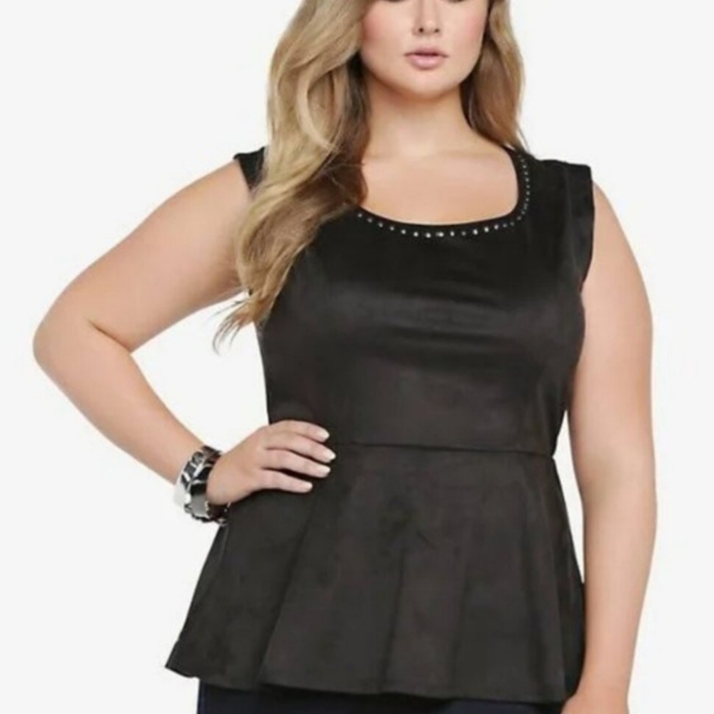 Torrid Faux Suede Studded Peplum Top